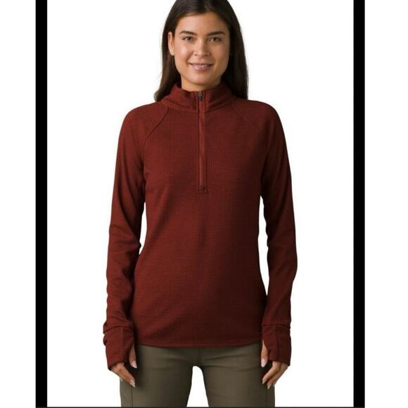 prAna Tops - Prana Burgundy Long Sleeve Half Zip Wool Wensley Top Size S
